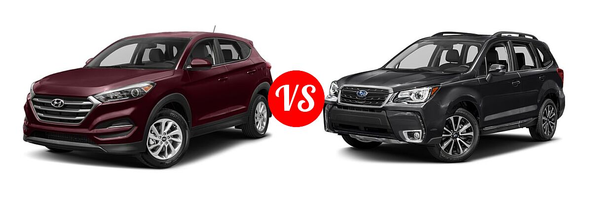 2018 Hyundai Tucson SUV SE / SEL vs. 2018 Subaru Forester SUV Touring - Front Left Comparison