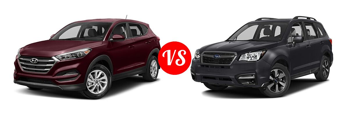 2018 Hyundai Tucson SUV SE / SEL vs. 2018 Subaru Forester SUV Premium - Front Left Comparison