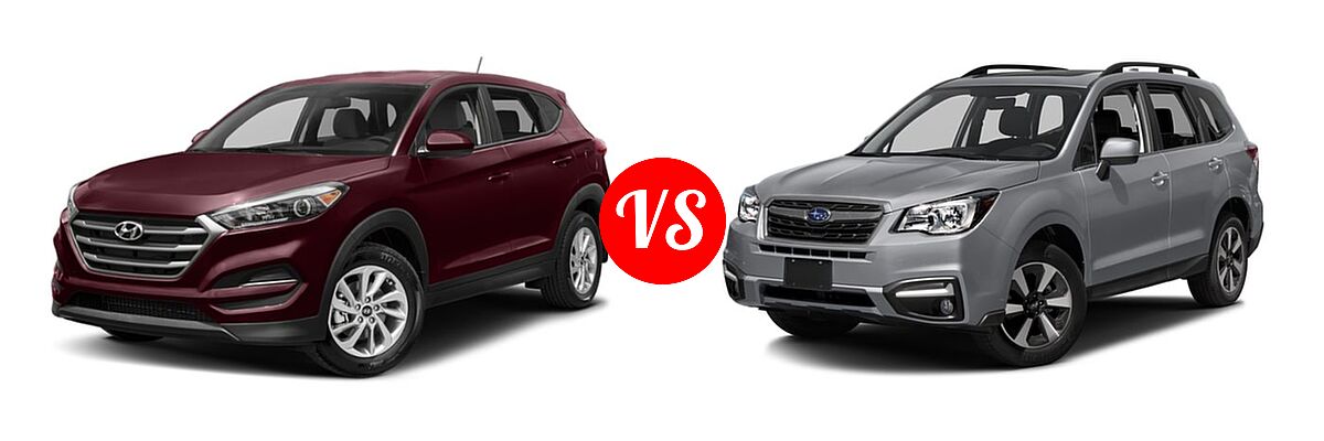 2018 Hyundai Tucson SUV SE / SEL vs. 2018 Subaru Forester SUV Limited - Front Left Comparison