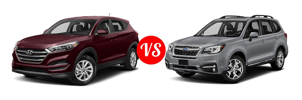 2018 Hyundai Tucson SUV SE / SEL vs. 2018 Subaru Forester SUV Touring - Front Left Comparison