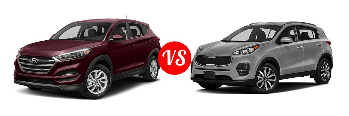 2018 Hyundai Tucson SUV SE / SEL / SEL Plus / Value vs. 2018 Kia Sportage SUV EX - Front Left Comparison