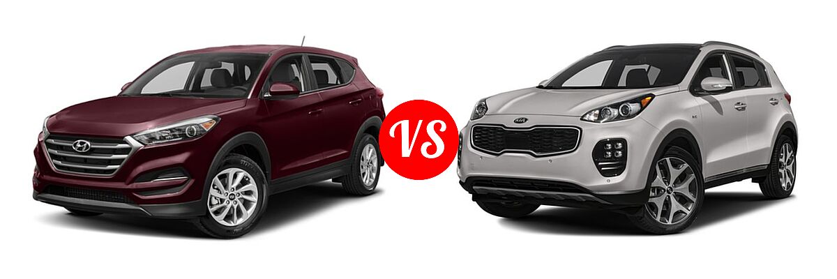 2018 Hyundai Tucson SUV SE / SEL / SEL Plus / Value vs. 2018 Kia Sportage SUV SX Turbo - Front Left Comparison