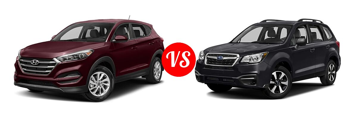 2018 Hyundai Tucson SUV SE / SEL / SEL Plus / Value vs. 2018 Subaru Forester SUV 2.5i Manual - Front Left Comparison