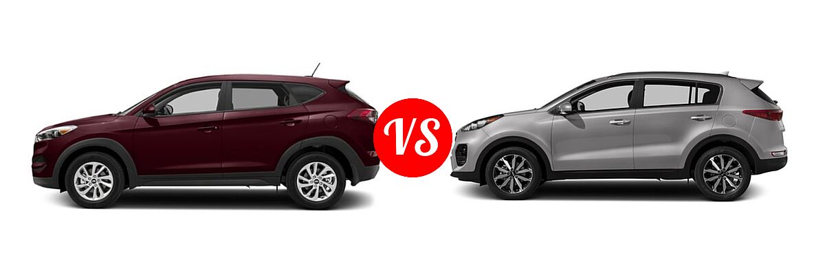 2018 Hyundai Tucson SUV SE / SEL vs. 2018 Kia Sportage SUV EX - Side Comparison