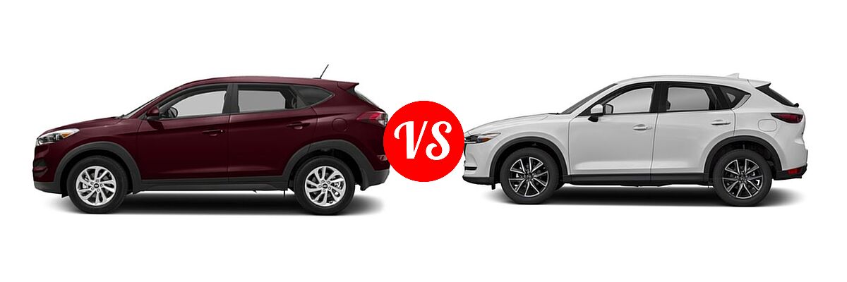 2018 Hyundai Tucson SUV SE / SEL / SEL Plus / Value vs. 2018 Mazda CX-5 SUV Grand Touring - Side Comparison