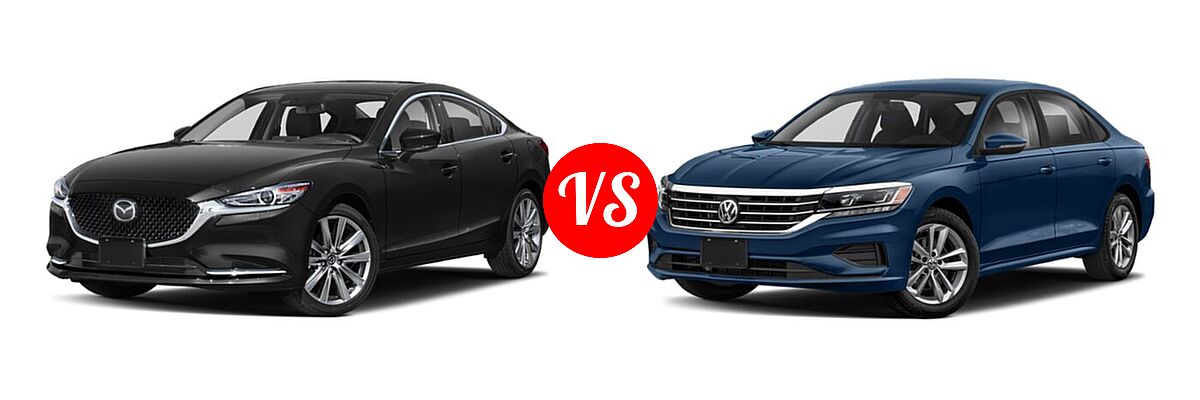 2020 Mazda 6 Sedan Grand Touring Reserve vs. 2020 Volkswagen Passat Sedan 2.0T R-Line - Front Left Comparison