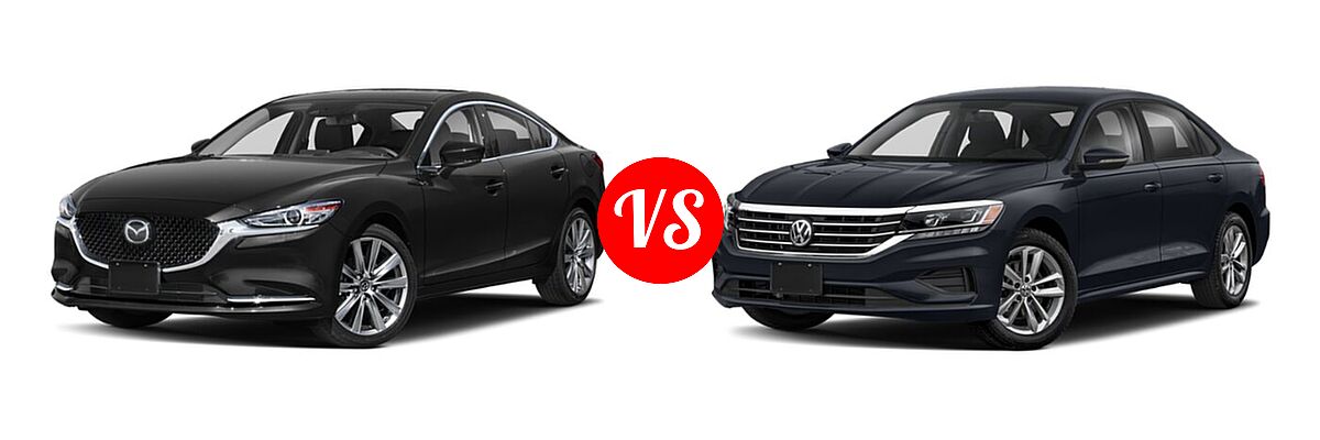 2020 Mazda 6 Sedan Grand Touring Reserve vs. 2020 Volkswagen Passat Sedan 2.0T S / 2.0T SE / 2.0T SEL - Front Left Comparison