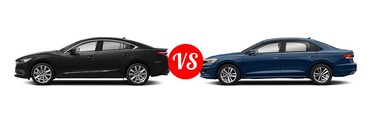 2020 Mazda 6 Sedan Grand Touring Reserve vs. 2020 Volkswagen Passat Sedan 2.0T R-Line - Side Comparison