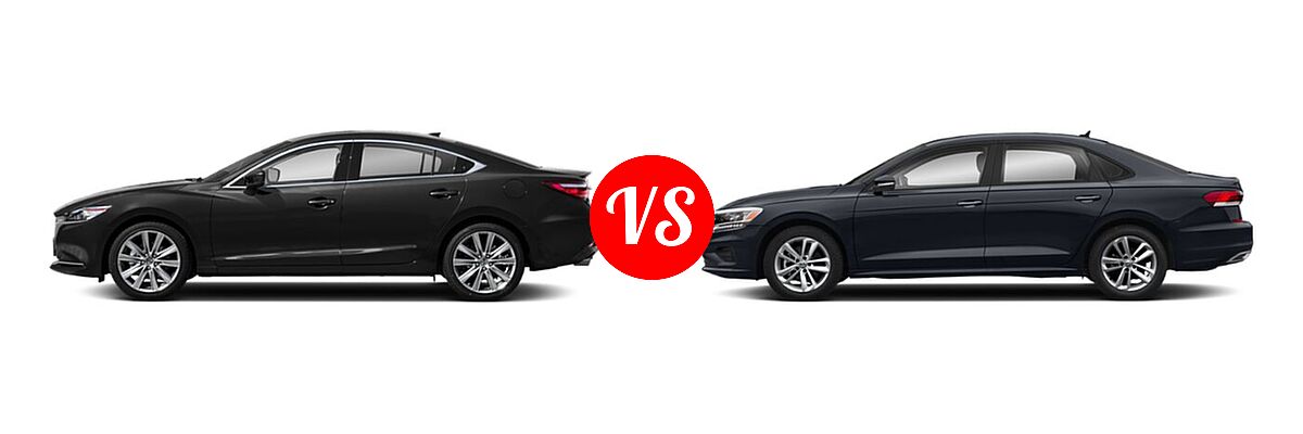 2020 Mazda 6 Sedan Grand Touring Reserve vs. 2020 Volkswagen Passat Sedan 2.0T S / 2.0T SE / 2.0T SEL - Side Comparison