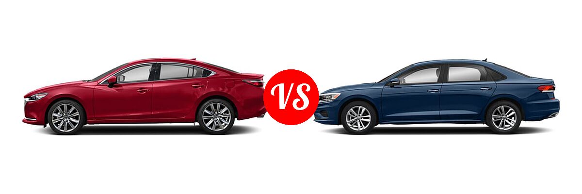 2020 Mazda 6 Sedan Signature vs. 2020 Volkswagen Passat Sedan 2.0T R-Line - Side Comparison