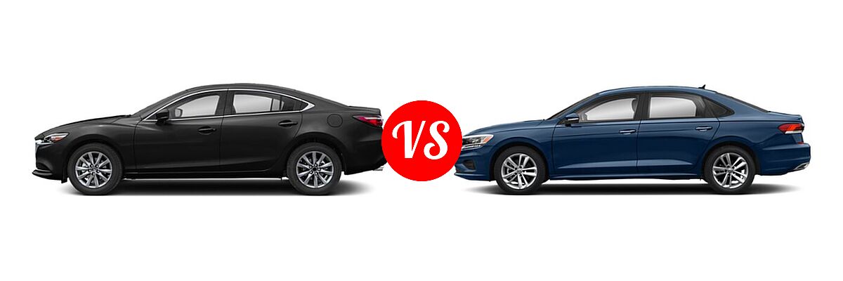 2020 Mazda 6 Sedan Grand Touring vs. 2020 Volkswagen Passat Sedan 2.0T R-Line - Side Comparison