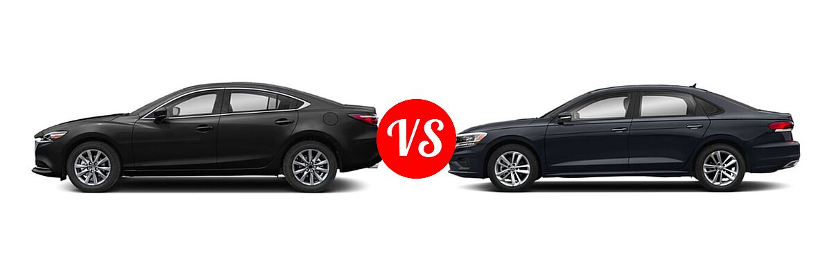 2020 Mazda 6 Sedan Grand Touring vs. 2020 Volkswagen Passat Sedan 2.0T S / 2.0T SE / 2.0T SEL - Side Comparison