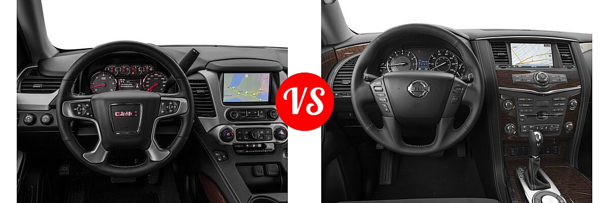 2017 GMC Yukon SUV SLE / SLT vs. 2017 Nissan Armada SUV SV - Dashboard Comparison