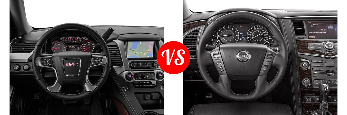 2017 GMC Yukon SUV SLE / SLT vs. 2017 Nissan Armada SUV Platinum - Dashboard Comparison
