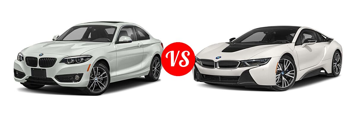 2020 BMW 2 Series Coupe 230i / 230i xDrive vs. 2019 BMW i8 Coupe PHEV Coupe - Front Left Comparison