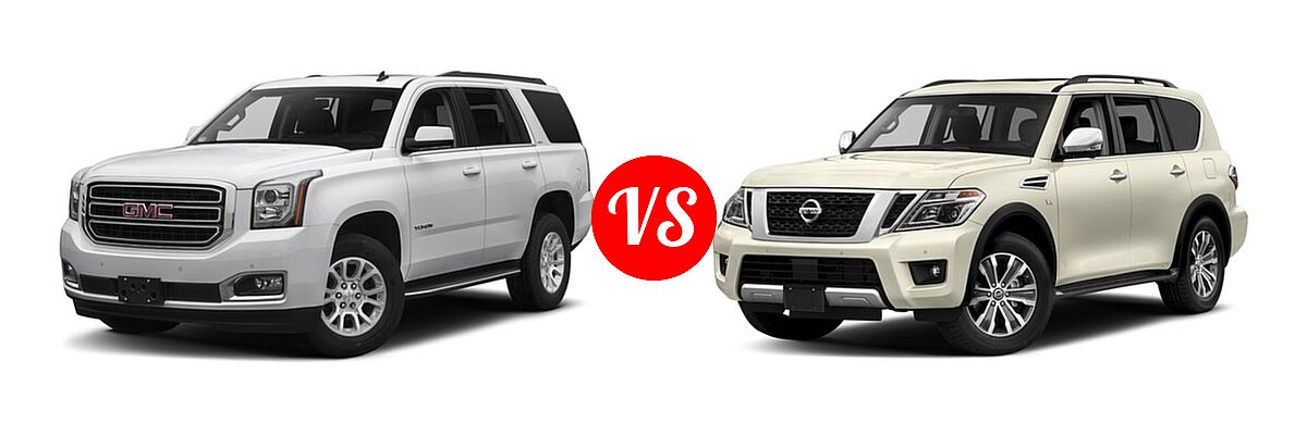 2017 GMC Yukon SUV SLE / SLT vs. 2017 Nissan Armada SUV SL - Front Left Comparison