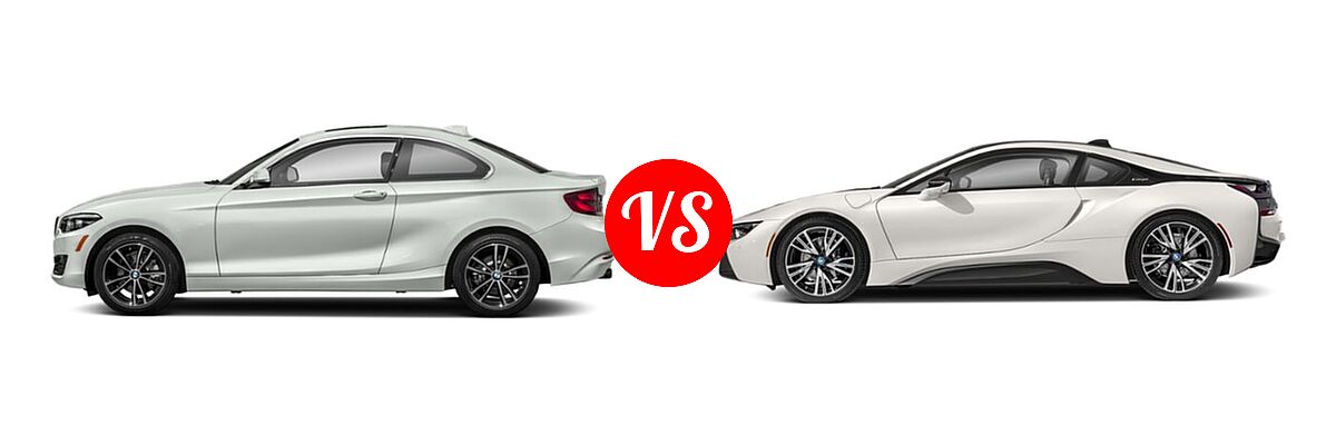 2020 BMW 2 Series Coupe 230i / 230i xDrive vs. 2019 BMW i8 Coupe PHEV Coupe - Side Comparison