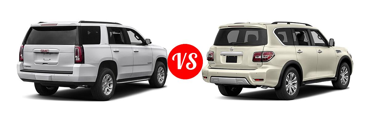 2017 GMC Yukon SUV SLE / SLT vs. 2017 Nissan Armada SUV SL - Rear Right Comparison