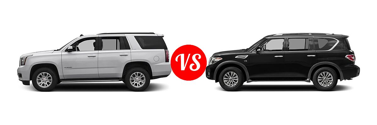 2017 GMC Yukon SUV SLE / SLT vs. 2017 Nissan Armada SUV SV - Side Comparison