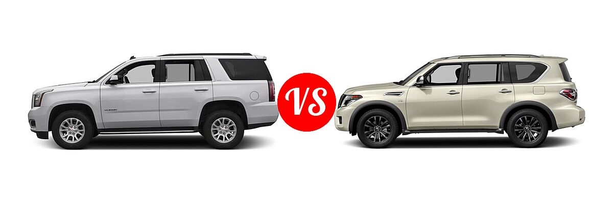 2017 GMC Yukon SUV SLE / SLT vs. 2017 Nissan Armada SUV Platinum - Side Comparison