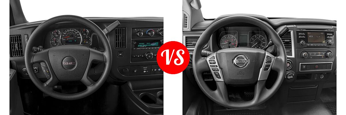 2017 GMC Savana Van LS / LT vs. 2017 Nissan Titan XD Pickup S - Dashboard Comparison