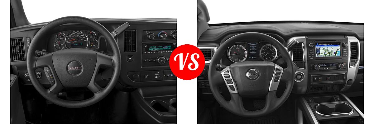 2017 GMC Savana Van LS / LT vs. 2017 Nissan Titan XD Pickup SV - Dashboard Comparison