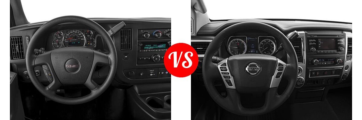 2017 GMC Savana Van LS / LT vs. 2017 Nissan Titan XD Pickup S / SV - Dashboard Comparison