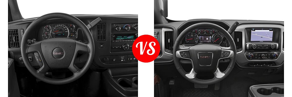 2017 GMC Savana Van LS / LT vs. 2017 GMC Sierra 2500HD Pickup SLE - Dashboard Comparison