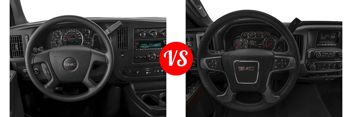 2017 GMC Savana Van LS / LT vs. 2017 GMC Sierra 2500HD Pickup SLE - Dashboard Comparison