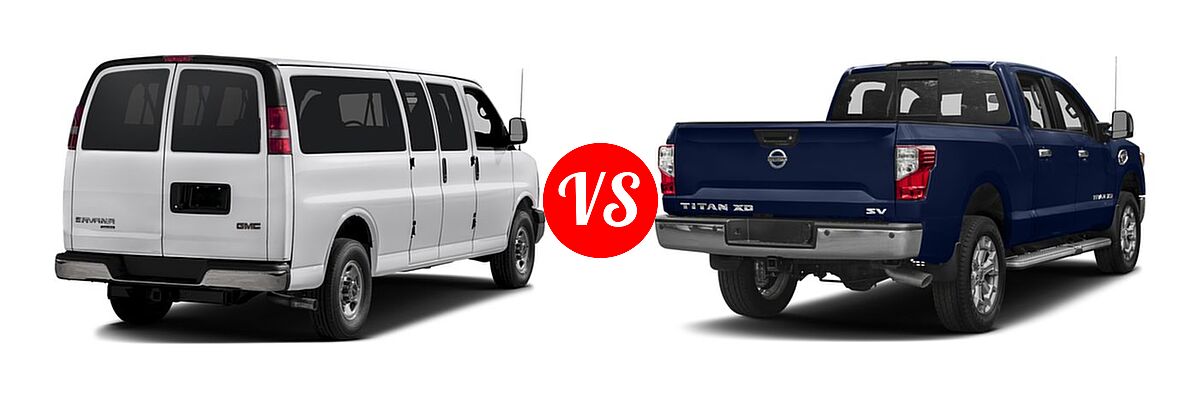 2017 GMC Savana Van LS / LT vs. 2017 Nissan Titan XD Pickup SV - Rear Right Comparison