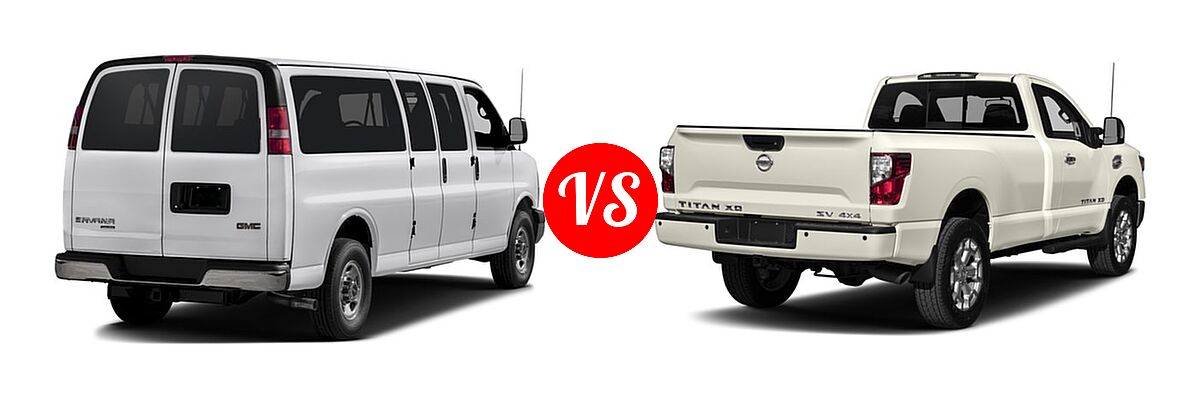 2017 GMC Savana Van LS / LT vs. 2017 Nissan Titan XD Pickup S / SV - Rear Right Comparison