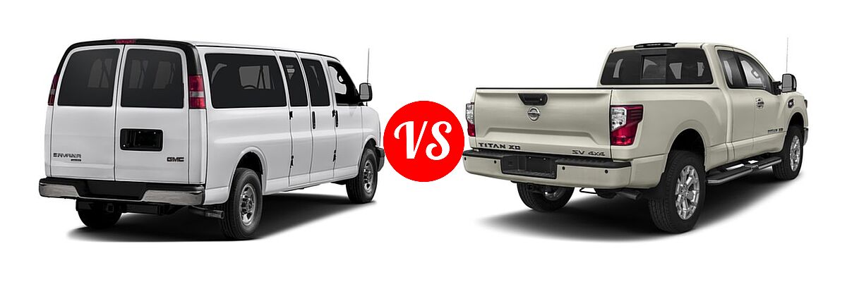 2017 GMC Savana Van LS / LT vs. 2017 Nissan Titan XD Pickup S / SV - Rear Right Comparison