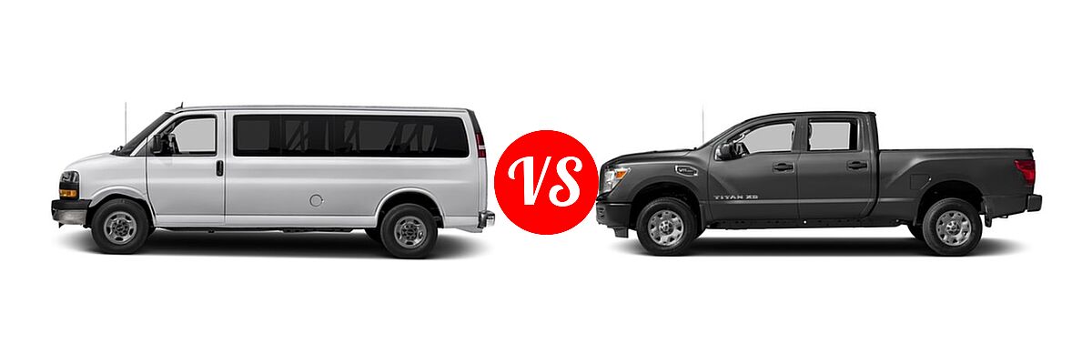 2017 GMC Savana Van LS / LT vs. 2017 Nissan Titan XD Pickup S - Side Comparison