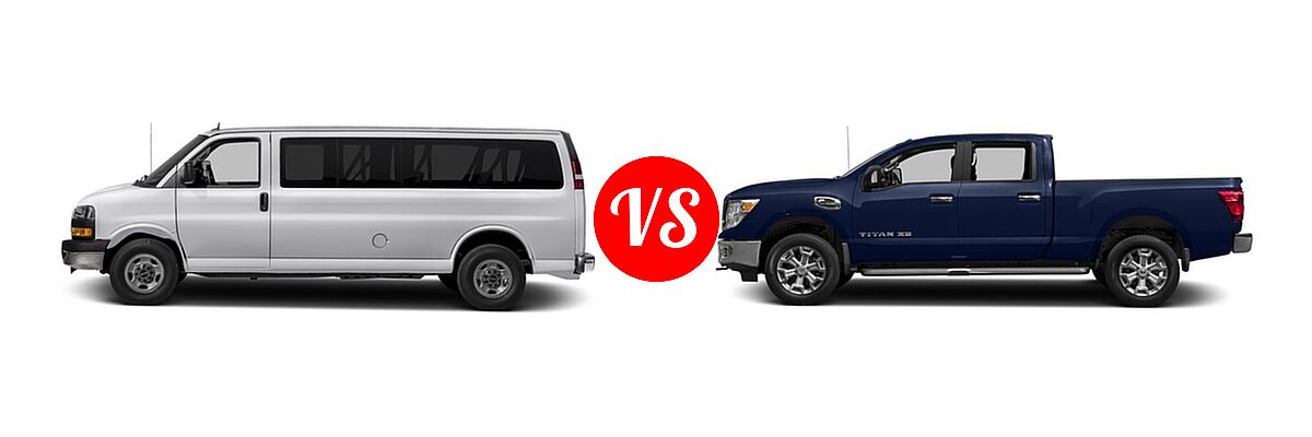 2017 GMC Savana Van LS / LT vs. 2017 Nissan Titan XD Pickup SV - Side Comparison