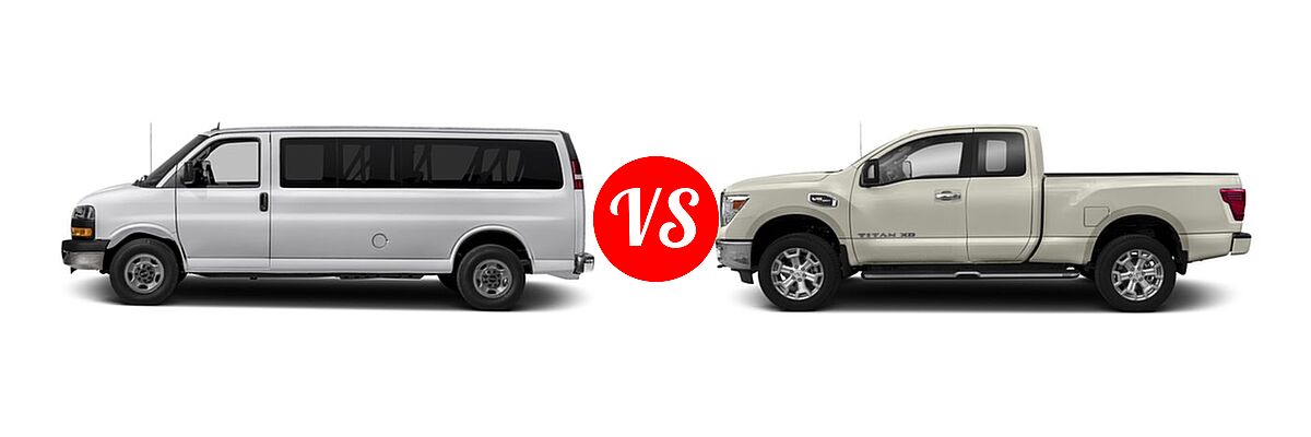 2017 GMC Savana Van LS / LT vs. 2017 Nissan Titan XD Pickup S / SV - Side Comparison
