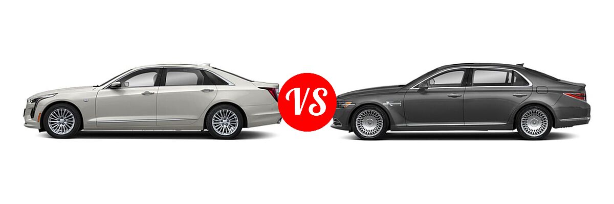 2020 Cadillac CT6 Sedan Luxury / Platinum / Premium Luxury vs. 2020 Genesis G90 Sedan 3.3T Premium / 5.0L Ultimate - Side Comparison
