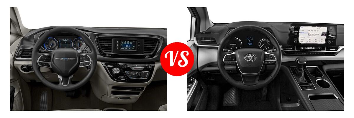2020 Chrysler Pacifica Minivan Touring vs. 2021 Toyota Sienna Minivan Hybrid XLE - Dashboard Comparison