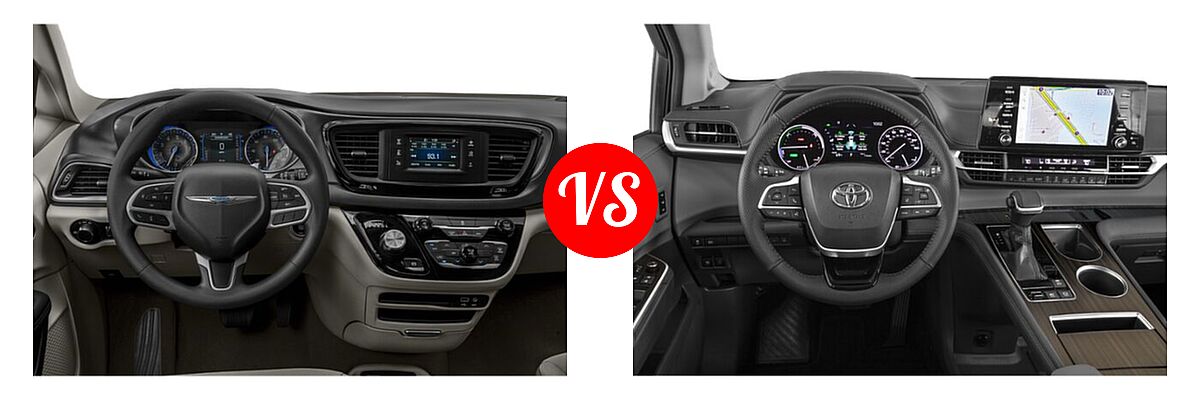 2020 Chrysler Pacifica Minivan Touring vs. 2021 Toyota Sienna Minivan Hybrid Limited - Dashboard Comparison