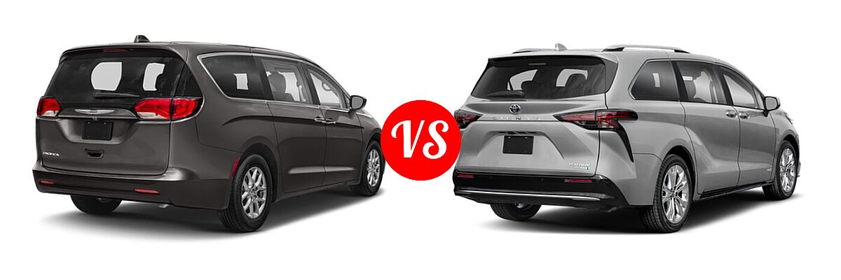 2020 Chrysler Pacifica Minivan Touring vs. 2021 Toyota Sienna Minivan Hybrid Platinum - Rear Right Comparison