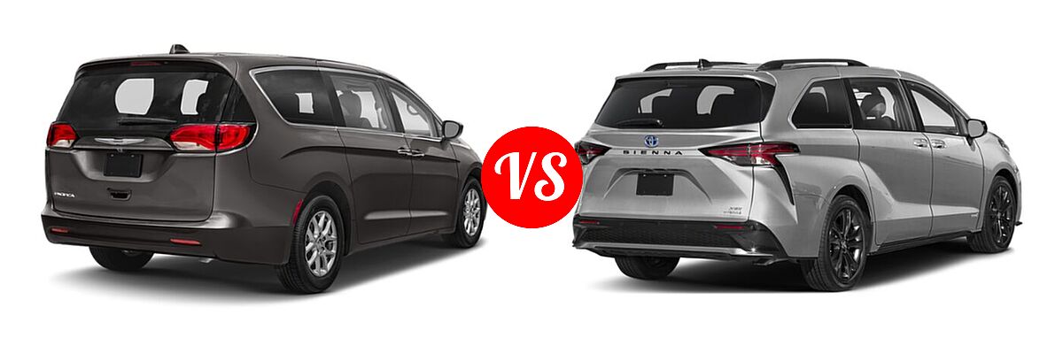 2020 Chrysler Pacifica Minivan Touring vs. 2021 Toyota Sienna Minivan Hybrid XSE - Rear Right Comparison
