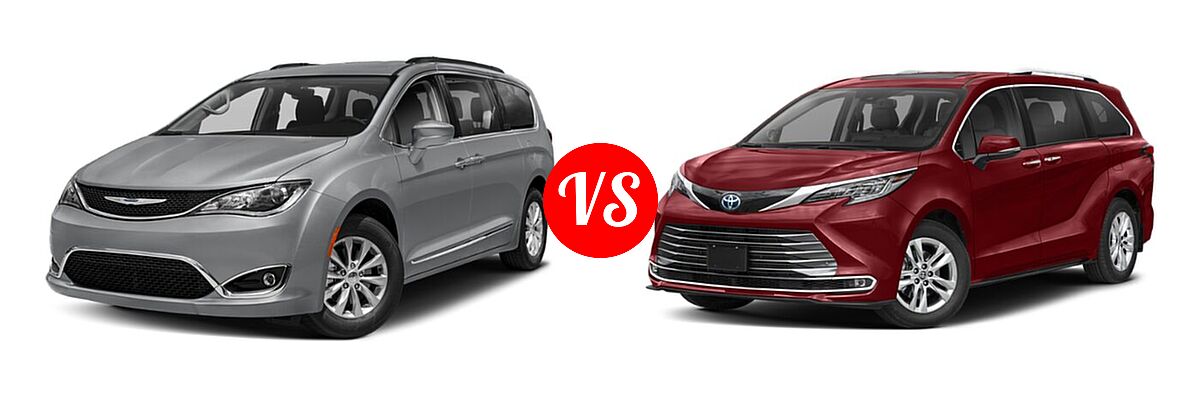 2020 Chrysler Pacifica Minivan Limited / Limited 35th Anniversary / Touring L / Touring L 35th Anniversary / Touring L Plus / Touring L Plus 35th Anniversary vs. 2021 Toyota Sienna Minivan Hybrid Limited - Front Left Comparison