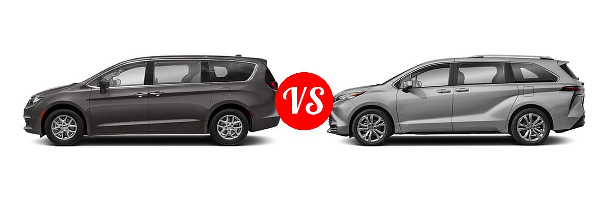 2020 Chrysler Pacifica Minivan Touring vs. 2021 Toyota Sienna Minivan Hybrid Platinum - Side Comparison
