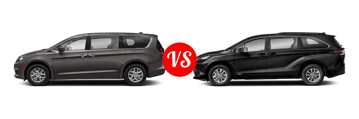 2020 Chrysler Pacifica Minivan Touring vs. 2021 Toyota Sienna Minivan Hybrid LE - Side Comparison