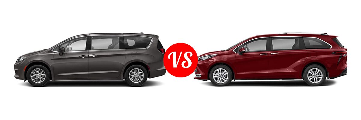 2020 Chrysler Pacifica Minivan Touring vs. 2021 Toyota Sienna Minivan Hybrid Limited - Side Comparison