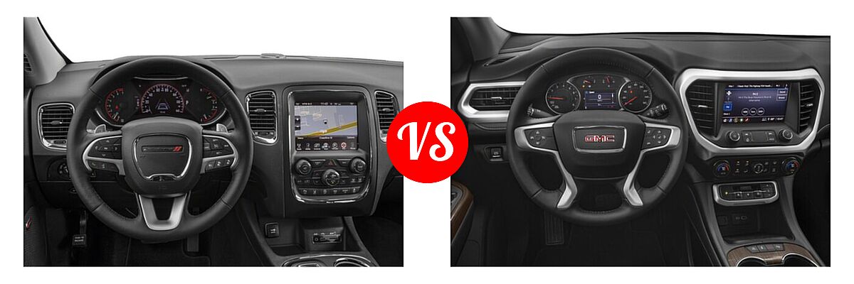 2020 Dodge Durango SUV GT / GT Plus / SXT / SXT Plus vs. 2020 GMC Acadia SUV AT4 / Denali / SL / SLE / SLT - Dashboard Comparison