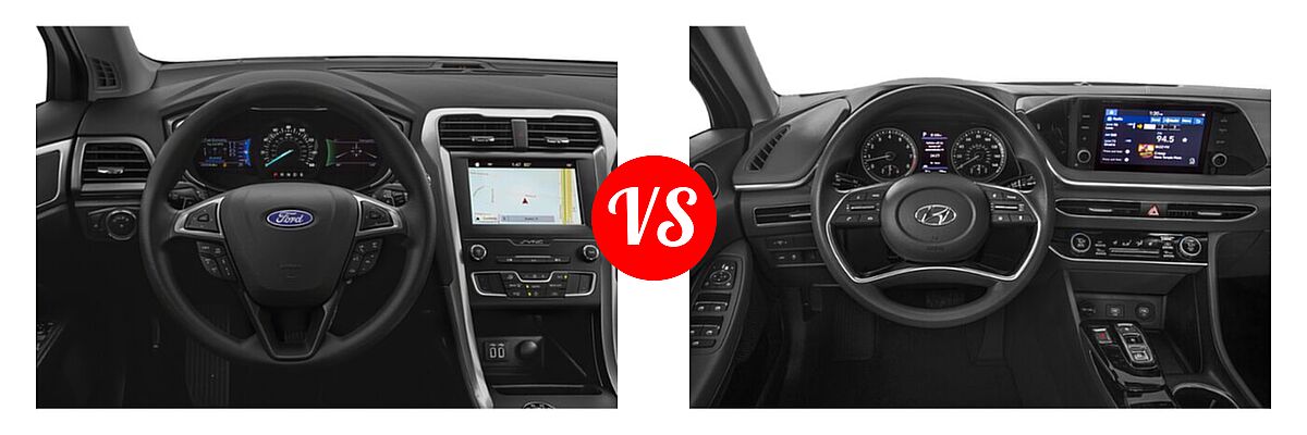 2020 Ford Fusion Sedan S / SE / SEL / Titanium vs. 2020 Hyundai Sonata Sedan SEL / SEL Plus - Dashboard Comparison