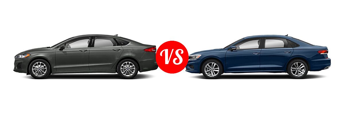 2020 Ford Fusion Sedan S / SE / SEL / Titanium vs. 2020 Volkswagen Passat Sedan 2.0T R-Line - Side Comparison
