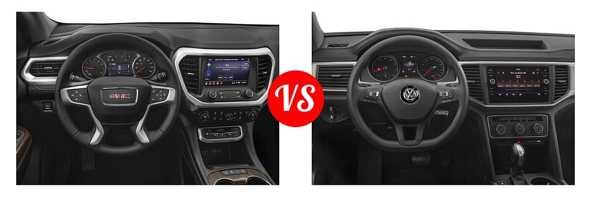 2020 GMC Acadia SUV AT4 / Denali / SL / SLE / SLT vs. 2020 Volkswagen Atlas SUV 2.0T S / 2.0T SE / 2.0T SE w/Technology / 2.0T SEL / 3.6L V6 S / 3.6L V6 SE / 3.6L V6 SE w/Technology / 3.6L V6 SEL / 3.6L V6 SEL Premium - Dashboard Comparison
