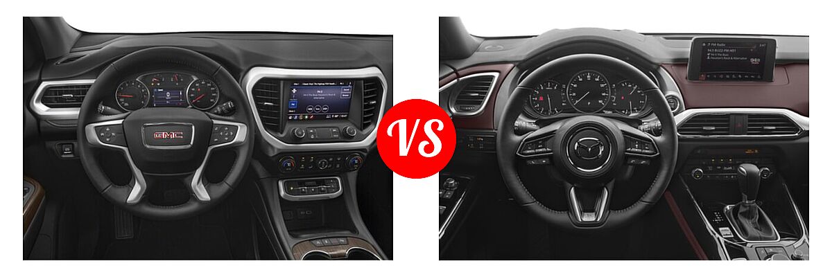2020 GMC Acadia SUV AT4 / Denali / SL / SLE / SLT vs. 2020 Mazda CX-9 SUV Grand Touring - Dashboard Comparison