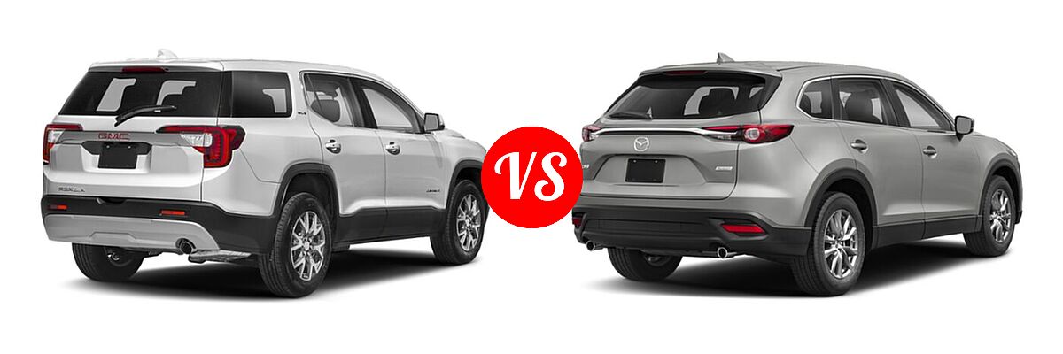 2020 GMC Acadia SUV AT4 / Denali / SL / SLE / SLT vs. 2020 Mazda CX-9 SUV Sport - Rear Right Comparison